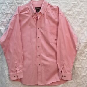 Ariat Button Down Shirt Mens XL Pink Long Sleeve Solid Twill Western Logo XL/TG